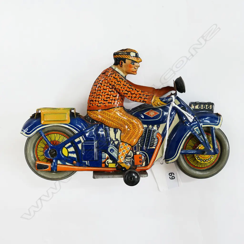 TIN PLATE MOTOR CYCLIST L 190MM - MADE IN NIPPON / JAPAN Image 1++